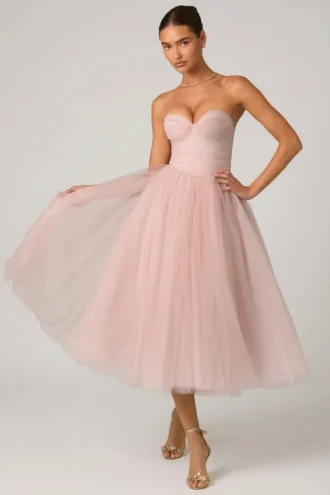 Cindy Tüll-Korsett-Midaxi-Kleid in Altrosa