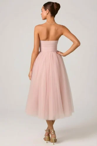 Cindy Tüll-Korsett-Midaxi-Kleid in Altrosa