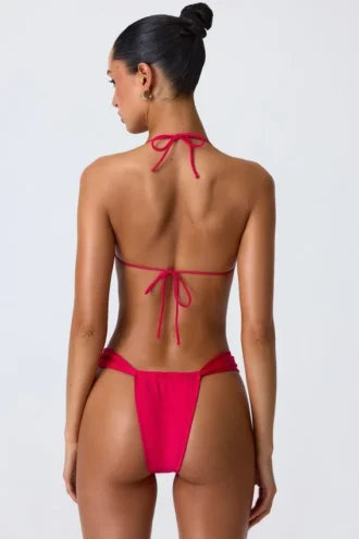 Clearwater Bikinioberteil mit Rüschen und Neckholder in Himbeerrosa