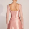 Clemmie Langarm-Minikleid mit Drapierung in Blush Pink