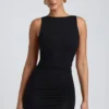 Coa Modal-Minikleid mit hohem Ausschnitt und offenem Rücken in Schwarz