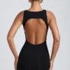 Coa Modal-Minikleid mit hohem Ausschnitt und offenem Rücken in Schwarz