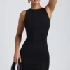 Coa Modal-Minikleid mit hohem Ausschnitt und offenem Rücken in Schwarz