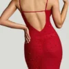 Colmar Abendkleid mit verziertem Plunge-Ausschnitt in Rot