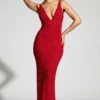 Colmar Abendkleid mit verziertem Plunge-Ausschnitt in Rot