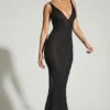 Colmar Abendkleid mit verziertem Plunge-Ausschnitt in Schwarz