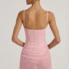Connie halbtransparentes, verziertes, drapiertes Korsett-Minikleid in Rosa