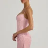 Connie halbtransparentes, verziertes, drapiertes Korsett-Minikleid in Rosa