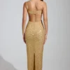 Constance Maxikleid mit Cowl-Ausschnitt und Verzierungen in Gold Constance Maxikleid mit Cowl-Ausschnitt und Verzierungen in Gold