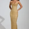 Constance Maxikleid mit Cowl-Ausschnitt und Verzierungen in Gold Constance Maxikleid mit Cowl-Ausschnitt und Verzierungen in Gold