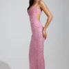 Constance Maxikleid mit verziertem Rollkragen in Rosa Constance Maxikleid mit verziertem Rollkragen in Rosa