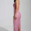 Constance Maxikleid mit verziertem Rollkragen in Rosa Constance Maxikleid mit verziertem Rollkragen in Rosa