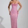 Constance Maxikleid mit verziertem Rollkragen in Rosa Constance Maxikleid mit verziertem Rollkragen in Rosa