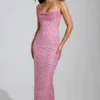 Constance Maxikleid mit verziertem Rollkragen in Rosa Constance Maxikleid mit verziertem Rollkragen in Rosa