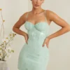 Constance Minikleid mit Verzierungen in Salbei Constance Minikleid mit Verzierungen in Salbei