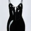Coratina Vinyl-Korsett-Minikleid in Schwarz