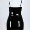Coratina Vinyl-Korsett-Minikleid in Schwarz