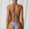 Cortez Bikini-Oberteil mit Perlenverzierung und gekreuztem Neckholder in Lavendel-Lila Cortez Bikini-Oberteil mit Perlenverzierung und gekreuztem Neckholder in Lavendel-Lila