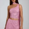 Cosette – Oberteil mit asymmetrischem Schal-Detail und Verzierungen in Rosa Cosette – Oberteil mit asymmetrischem Schal-Detail und Verzierungen in Rosa