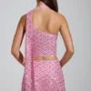 Cosette – Oberteil mit asymmetrischem Schal-Detail und Verzierungen in Rosa Cosette – Oberteil mit asymmetrischem Schal-Detail und Verzierungen in Rosa