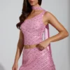 Cosette – Oberteil mit asymmetrischem Schal-Detail und Verzierungen in Rosa Cosette – Oberteil mit asymmetrischem Schal-Detail und Verzierungen in Rosa