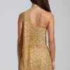 Cosette – Verziertes, asymmetrisches Oberteil mit Schaldetail in Gold Cosette – Verziertes, asymmetrisches Oberteil mit Schaldetail in Gold