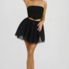 Cosima Minirock aus Tüll mit hoher Taille in Schwarz Cosima Minirock aus Tüll mit hoher Taille in Schwarz