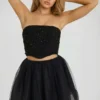 Cosima Minirock aus Tüll mit hoher Taille in Schwarz Cosima Minirock aus Tüll mit hoher Taille in Schwarz