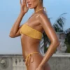 Crinkle Bademode-Bandeau-Bikini-Oberteil mit Trägern in Marigold Crinkle Bademode-Bandeau-Bikini-Oberteil mit Trägern in Marigold