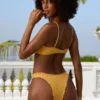 Crinkle Bademode-Hipster-Bikinihose in Marigold