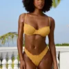 Crinkle Bademode-Hipster-Bikinihose in Marigold