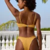 Crinkle Bademode-Hipster-Bikinihose in Marigold