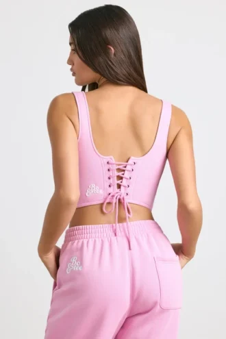Crop-Top aus gebürstetem Jersey im Bubblegum-Pink