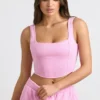 Crop-Top aus gebürstetem Jersey im Bubblegum-Pink Crop-Top aus gebürstetem Jersey im Bubblegum-Pink