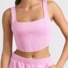 Crop-Top aus gebürstetem Jersey im Bubblegum-Pink Crop-Top aus gebürstetem Jersey im Bubblegum-Pink