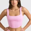 Crop-Top aus gebürstetem Jersey im Bubblegum-Pink Crop-Top aus gebürstetem Jersey im Bubblegum-Pink
