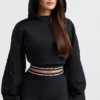 Cropped-Hoodie aus Stretch-Baumwollfleece in Schwarz Cropped-Hoodie aus Stretch-Baumwollfleece in Schwarz