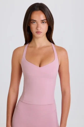 Crossback-Longline-Oberteil in Mauve