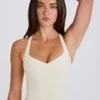 Crossback Longline Tank Top in Creme Crossback Longline Tank Top in Creme