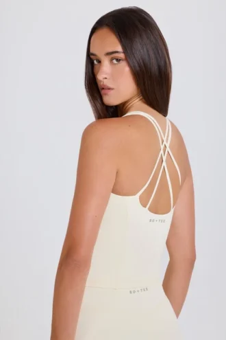 Crossback Longline Tank Top in Creme
