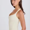 Crossback Longline Tank Top in Creme Crossback Longline Tank Top in Creme