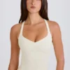 Crossback Longline Tank Top in Creme Crossback Longline Tank Top in Creme