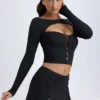 Dalla Modal-Minirock mit Knopfdetails und niedriger Leibhöhe in Schwarz Dalla Modal-Minirock mit Knopfdetails und niedriger Leibhöhe in Schwarz