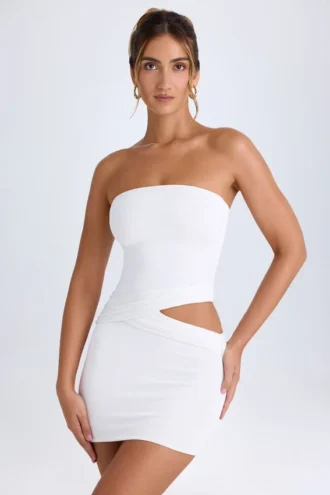 Damia Cut-Out-Bandeau-Minikleid in Weiß