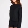 Dara Modal-Jumpsuit mit langen Ärmeln und rückenfreiem Ausschnitt in Schwarz