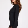 Dara Modal-Jumpsuit mit langen Ärmeln und rückenfreiem Ausschnitt in Schwarz