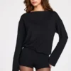 Dara Modal-Jumpsuit mit langen Ärmeln und rückenfreiem Ausschnitt in Schwarz