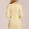 Darla Minikleid mit gewellter Spitze und langen Ärmeln in Zitronengelb