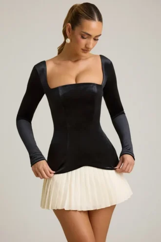 Darline Minikleid mit plissiertem Korsett in Schwarz