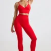 Define Luxe High-Waist-Leggings in Rot